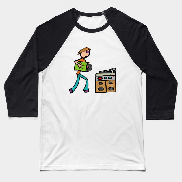 Vinyl Record Collector Baseball T-Shirt by Mark Ewbie